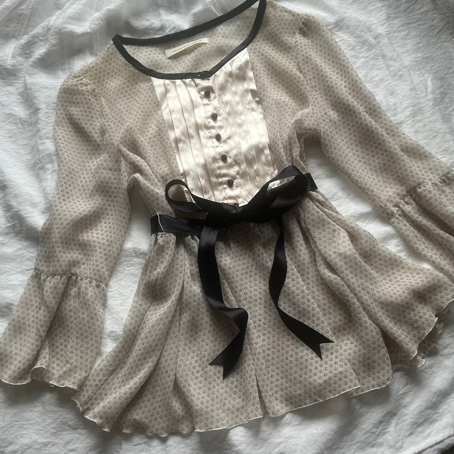 Black ribbon babydoll top