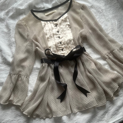 Black ribbon babydoll top