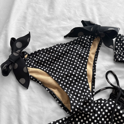 M size•Black layered dots bikini Set