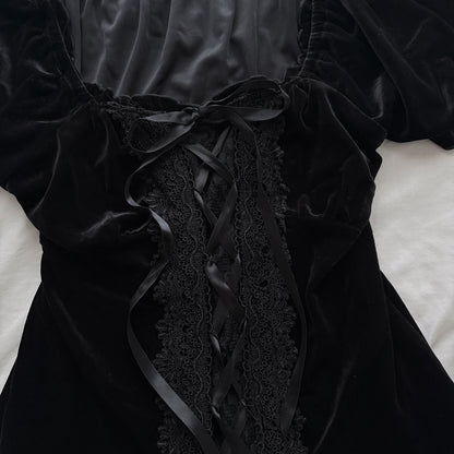 ‘Axes Femme’ Black Velvety Corset Top