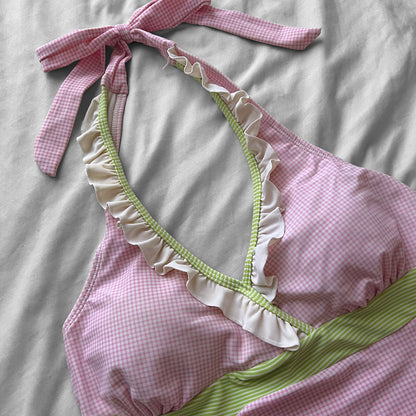 XL size•Adorable Pink & Green bikini Set