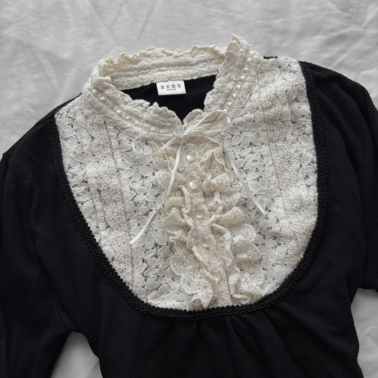 ‘Axes Femme’ Long Sleeve Black Top & dreamy lace