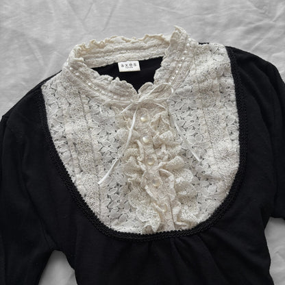 ‘Axes Femme’ Long Sleeve Black Top & dreamy lace
