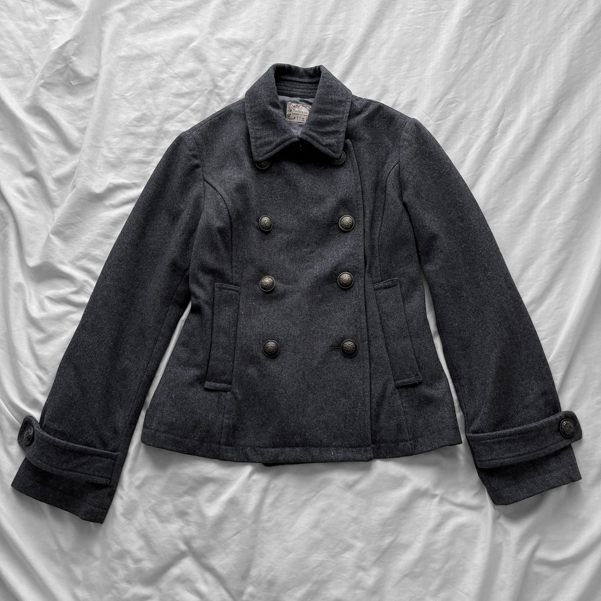 Gray Fitted Peacoat