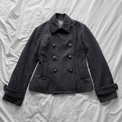 Gray Fitted Peacoat