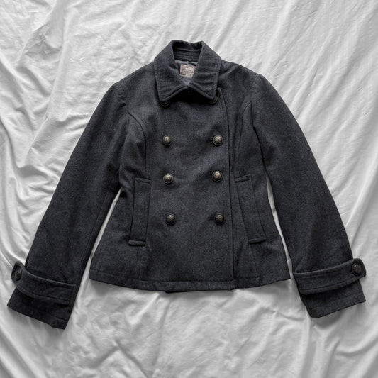 Gray Fitted Peacoat