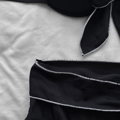 M size•Black Frilly Hem bikini Set
