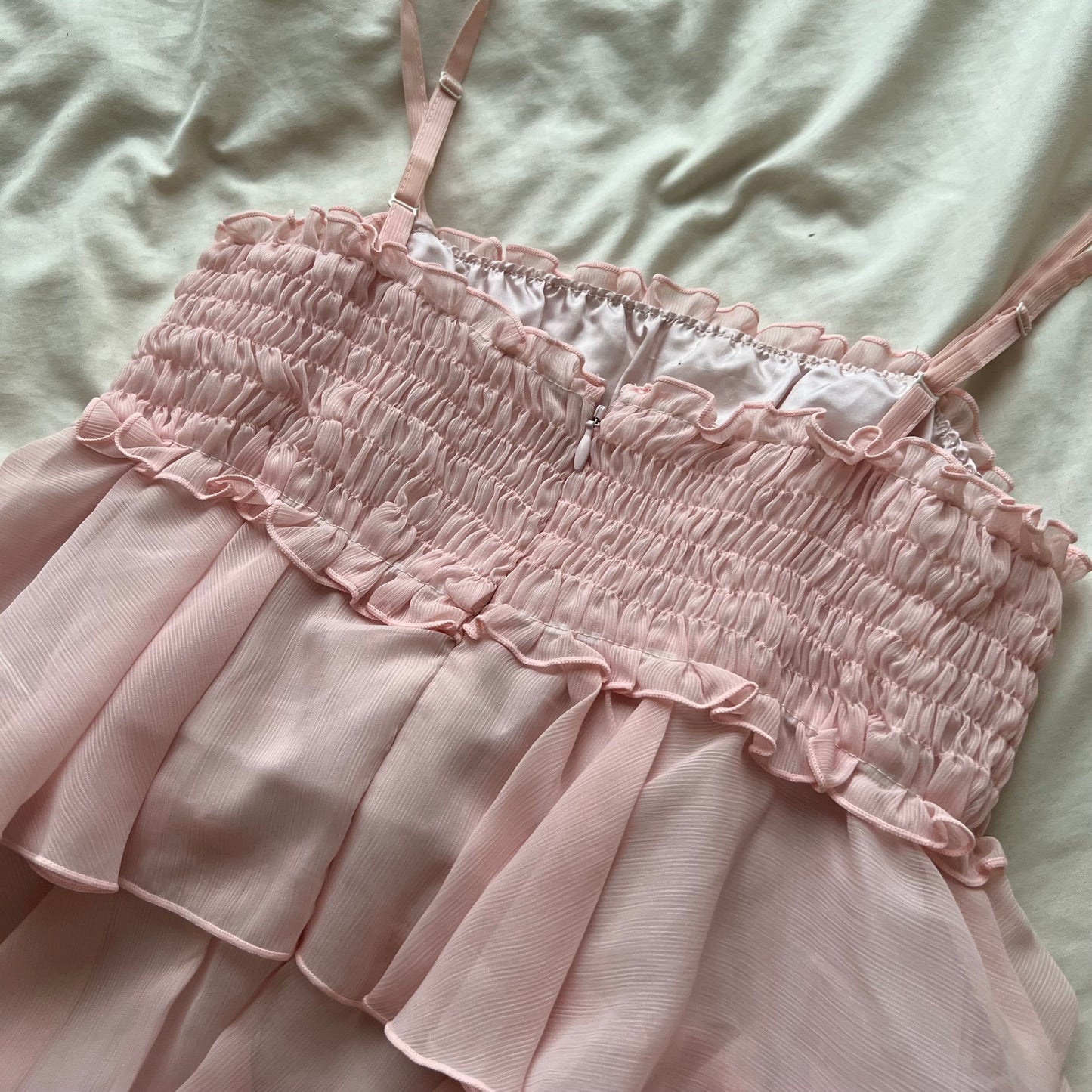 Pink frill layered dress