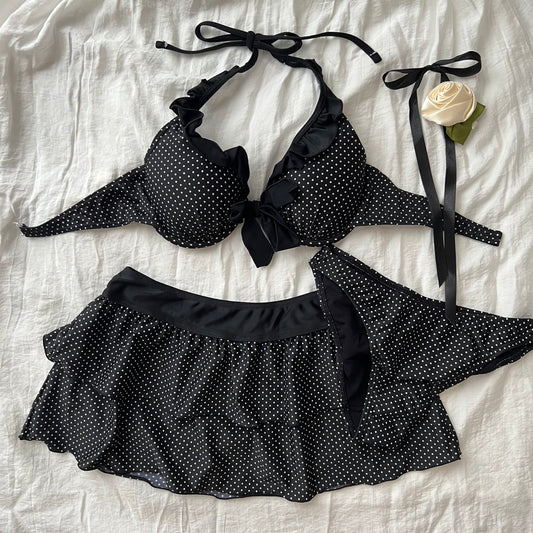 Black polka dots bikini set