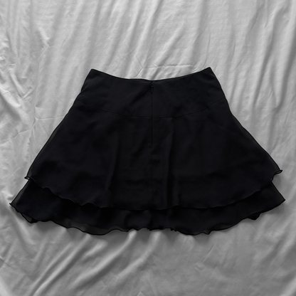 Flowy Black Ribbon Mini Skirt