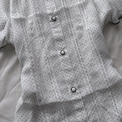 White Polka Dot & Lace Blouse