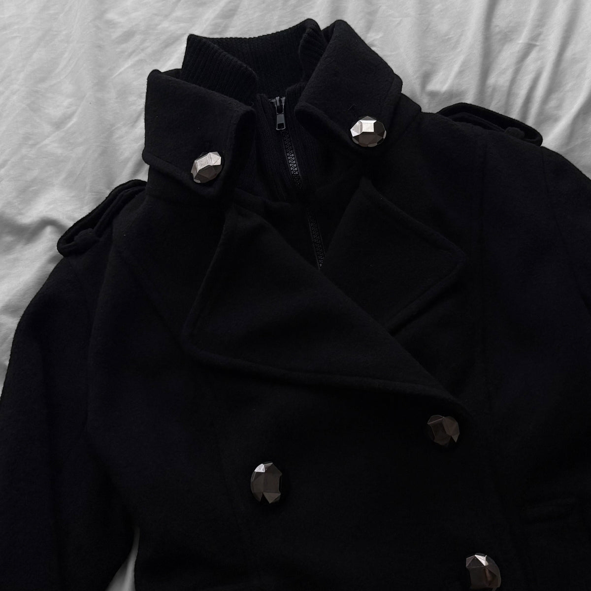 Black Peacoat layered Jacket