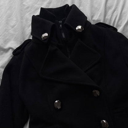 Black Peacoat layered Jacket