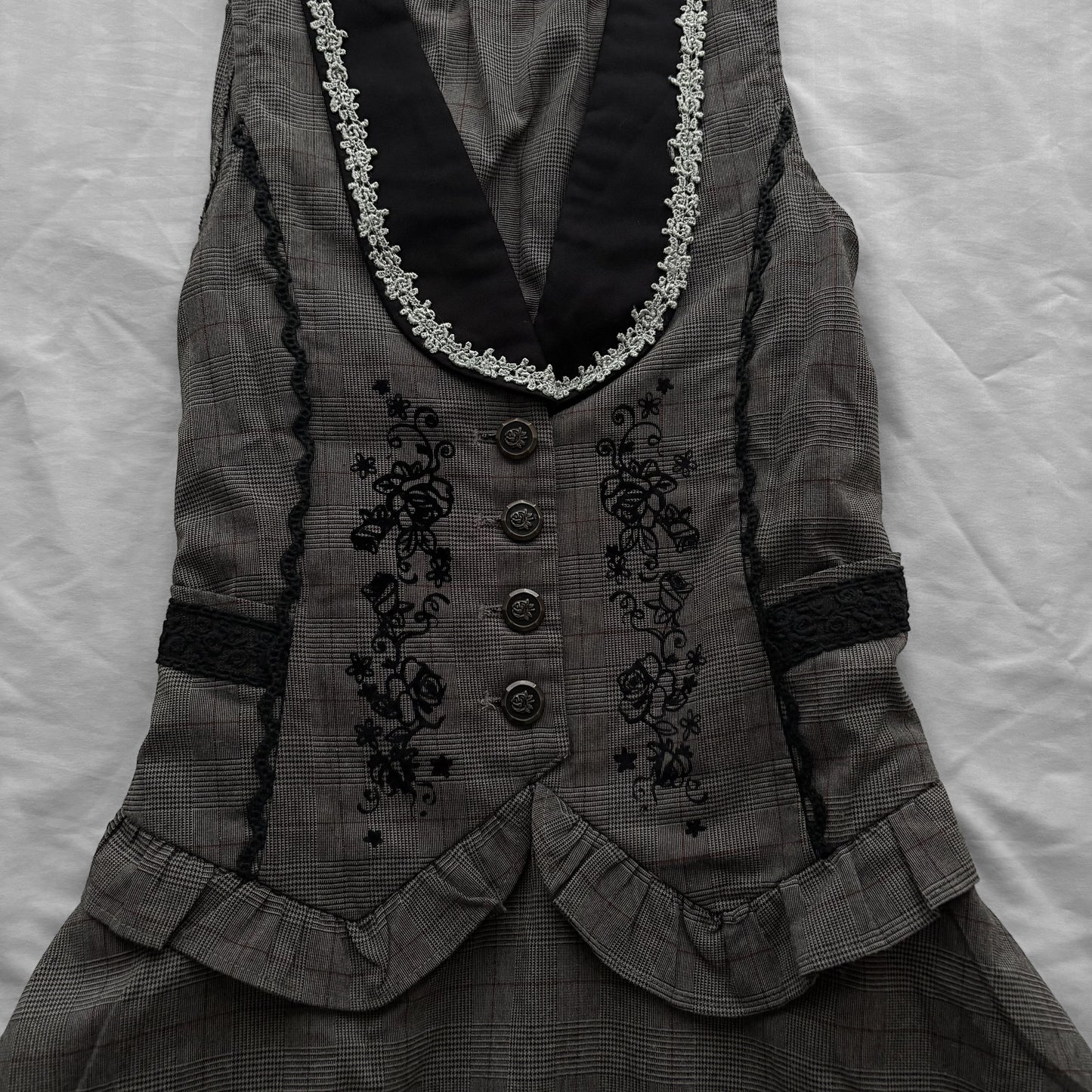 ‘Axes Femme’ Grey Plaid Gothic Dress