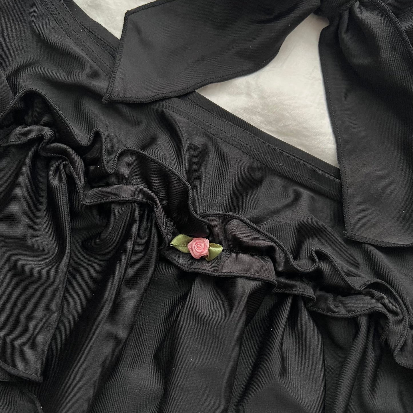 L size•Black flower coquette bikini Set