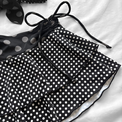M size•Black layered dots bikini Set