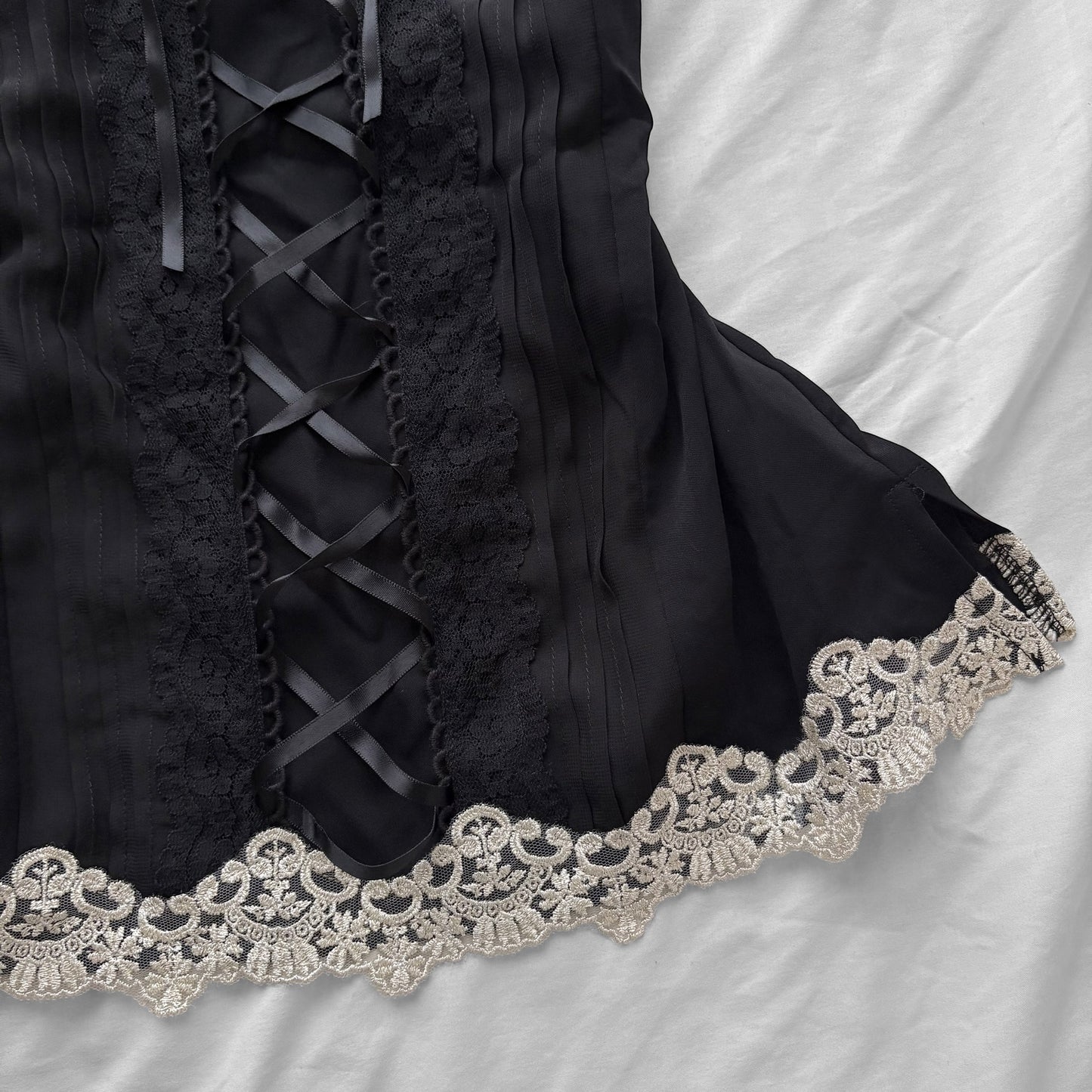 ‘Axes Femme’ Black & Lace Corset Top
