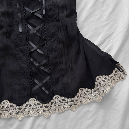 ‘Axes Femme’ Black & Lace Corset Top