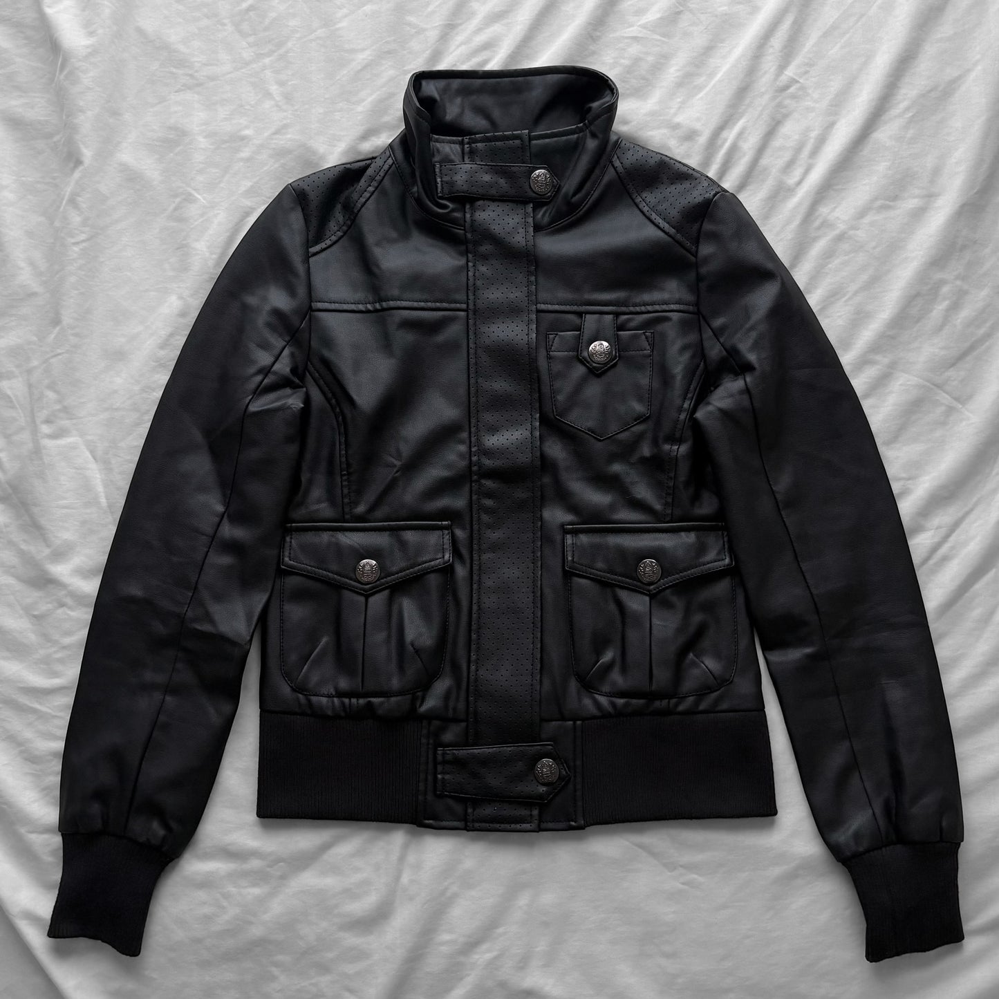Black Archive Leather Military Jacket