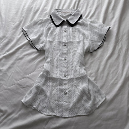 White Polka Dot & Lace Blouse