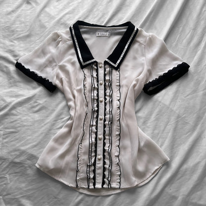 ‘Axes Femme’ Coquette Collar Top