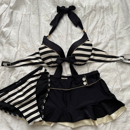 Black striped bikini Set
