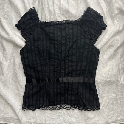 Black lace and ribbon top