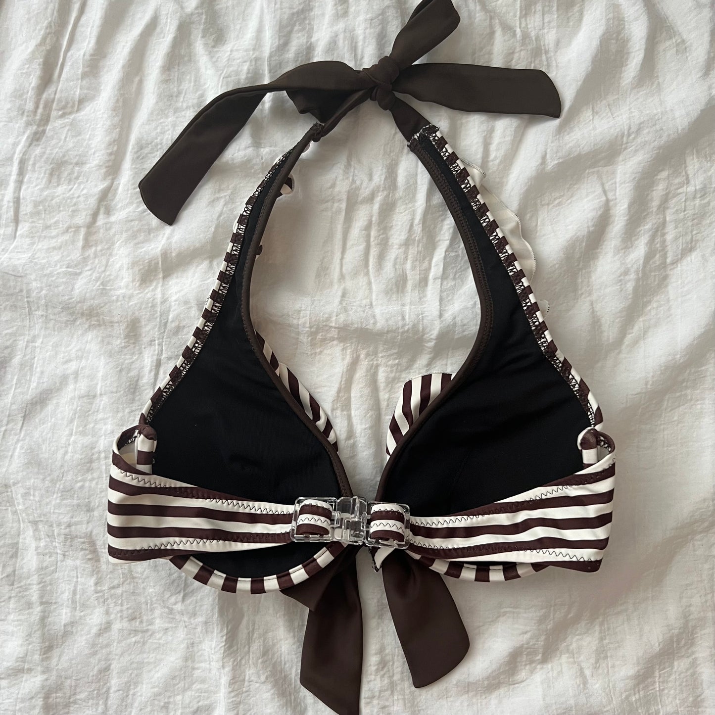 Bow striped bikini set