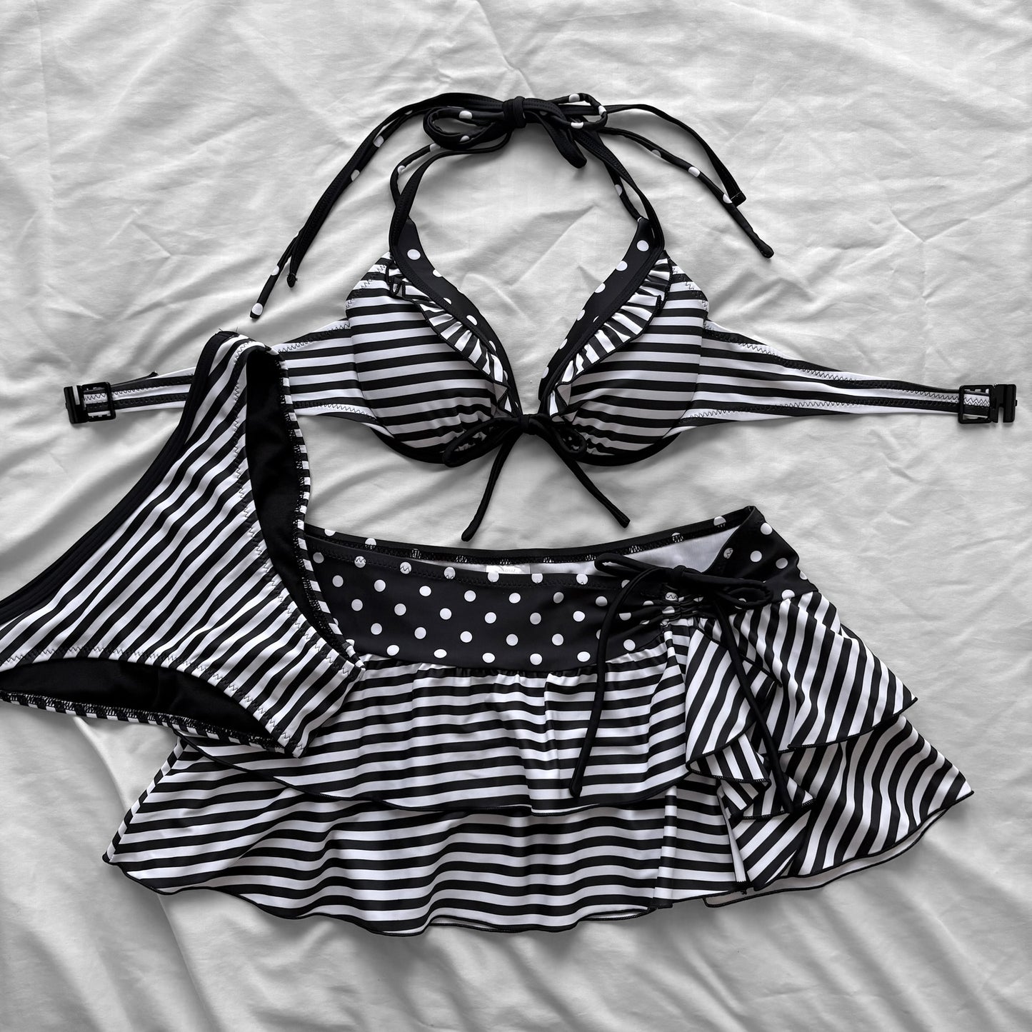 M size•Black dots & stripes bikini Set