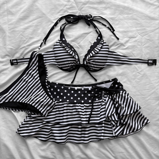 M size•Black dots & stripes bikini Set