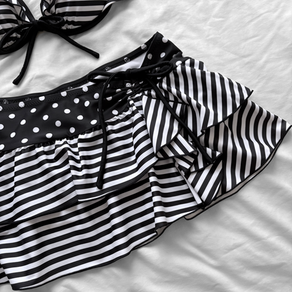 M size•Black dots & stripes bikini Set