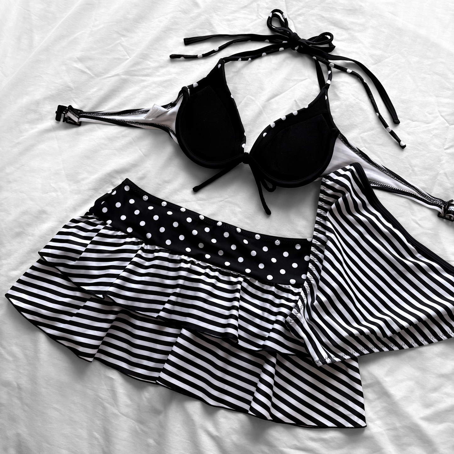 M size•Black dots & stripes bikini Set