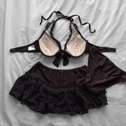 S size•Brown frilly layered bikini Set