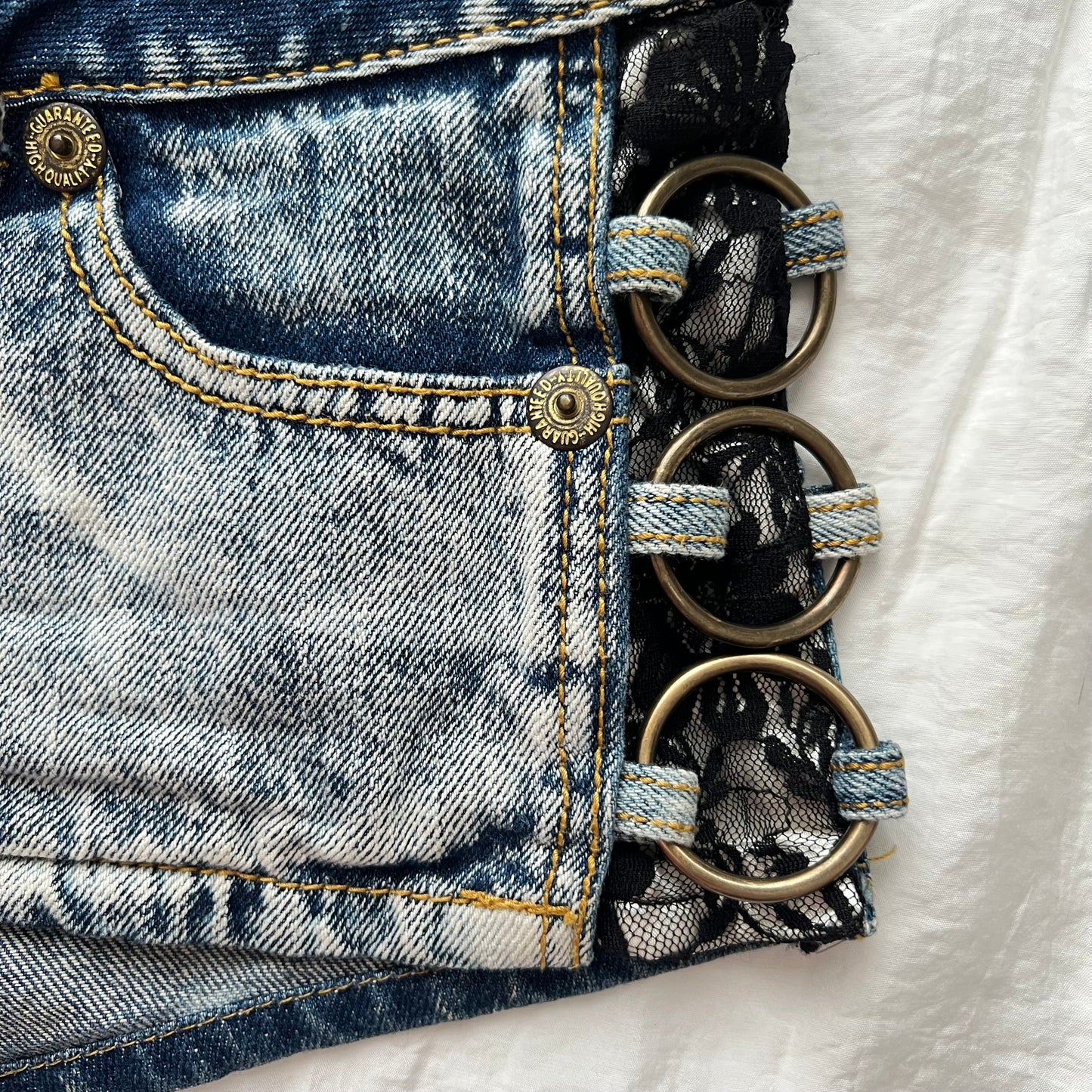 Denim gold shorts