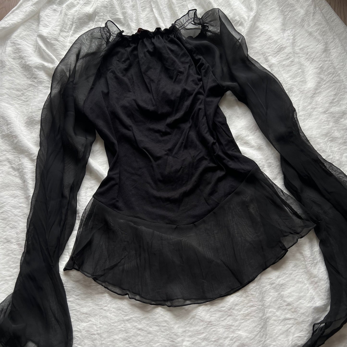 Vampire sheer sleeves top