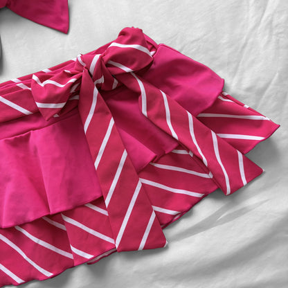 M size•Hot Pink Striped bikini Set