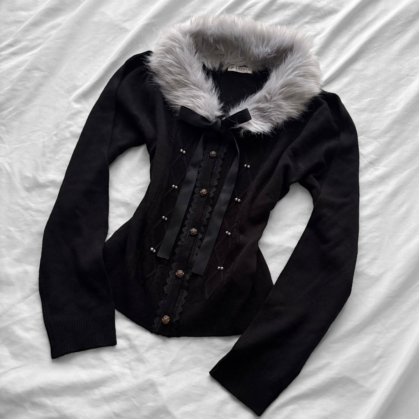 ‘Axes Femme’ Cardigan Top with Faux Fur