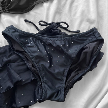 S size•Black frills bikini Set