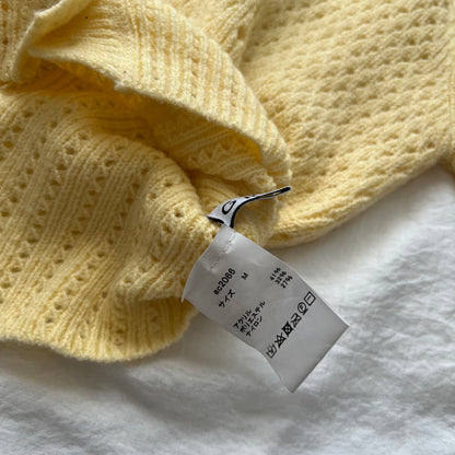 Yellow puffy sleeves cardigan