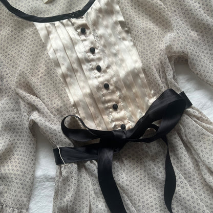 Black ribbon babydoll top