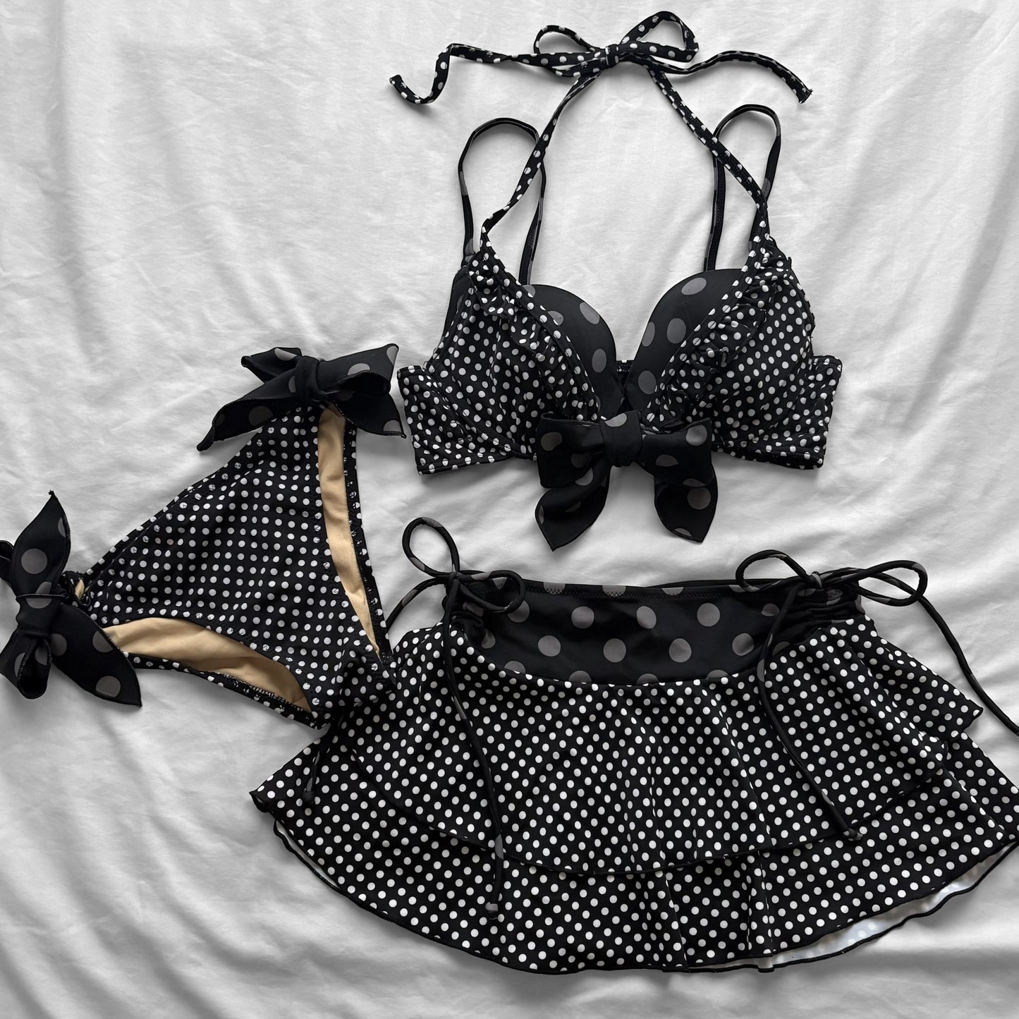 M size•Black layered dots bikini Set