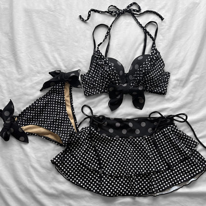 M size•Black layered dots bikini Set