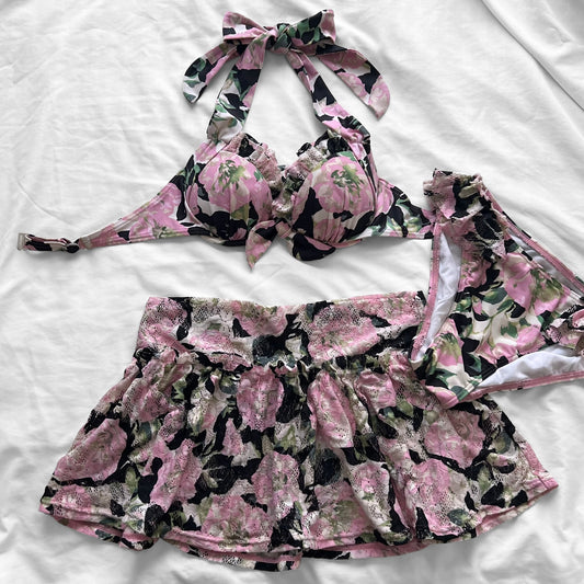 S size•Pink Floral & lace bikini Set