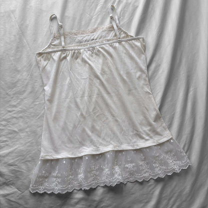 ‘Axes Femme’ White Lace & Roses Cami