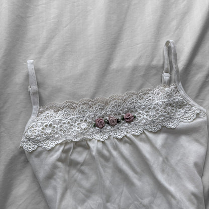 ‘Axes Femme’ White Lace & Roses Cami
