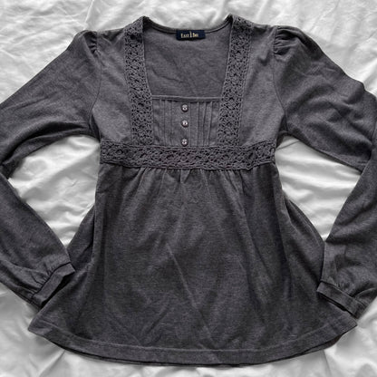 Grey Coquette Top