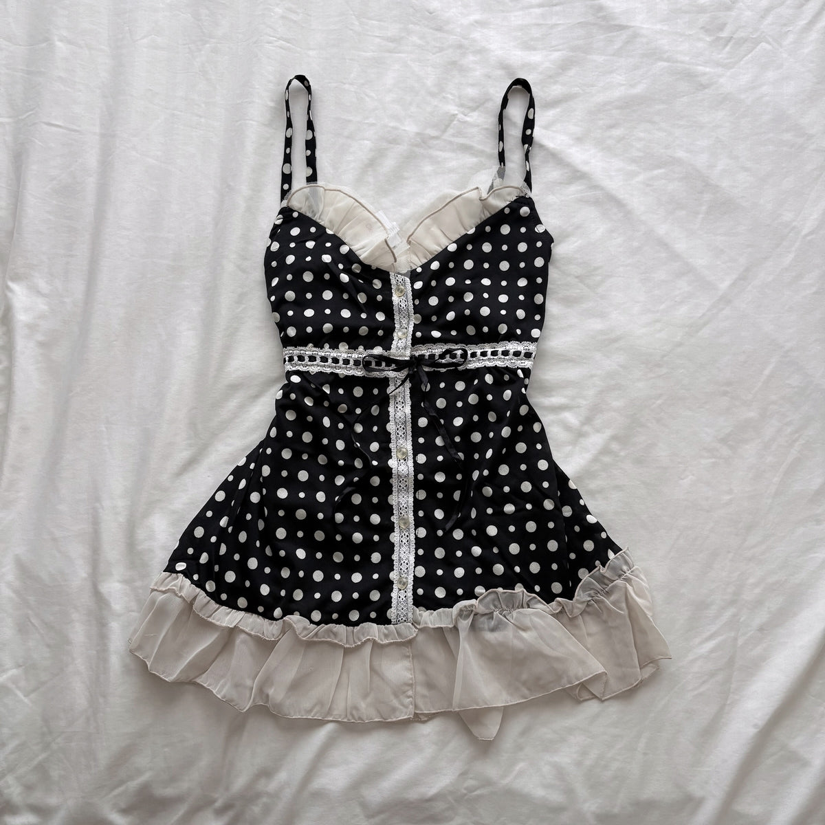 Black Polka Dot & ruffles Camisole