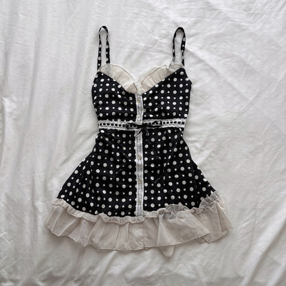 Black Polka Dot & ruffles Camisole