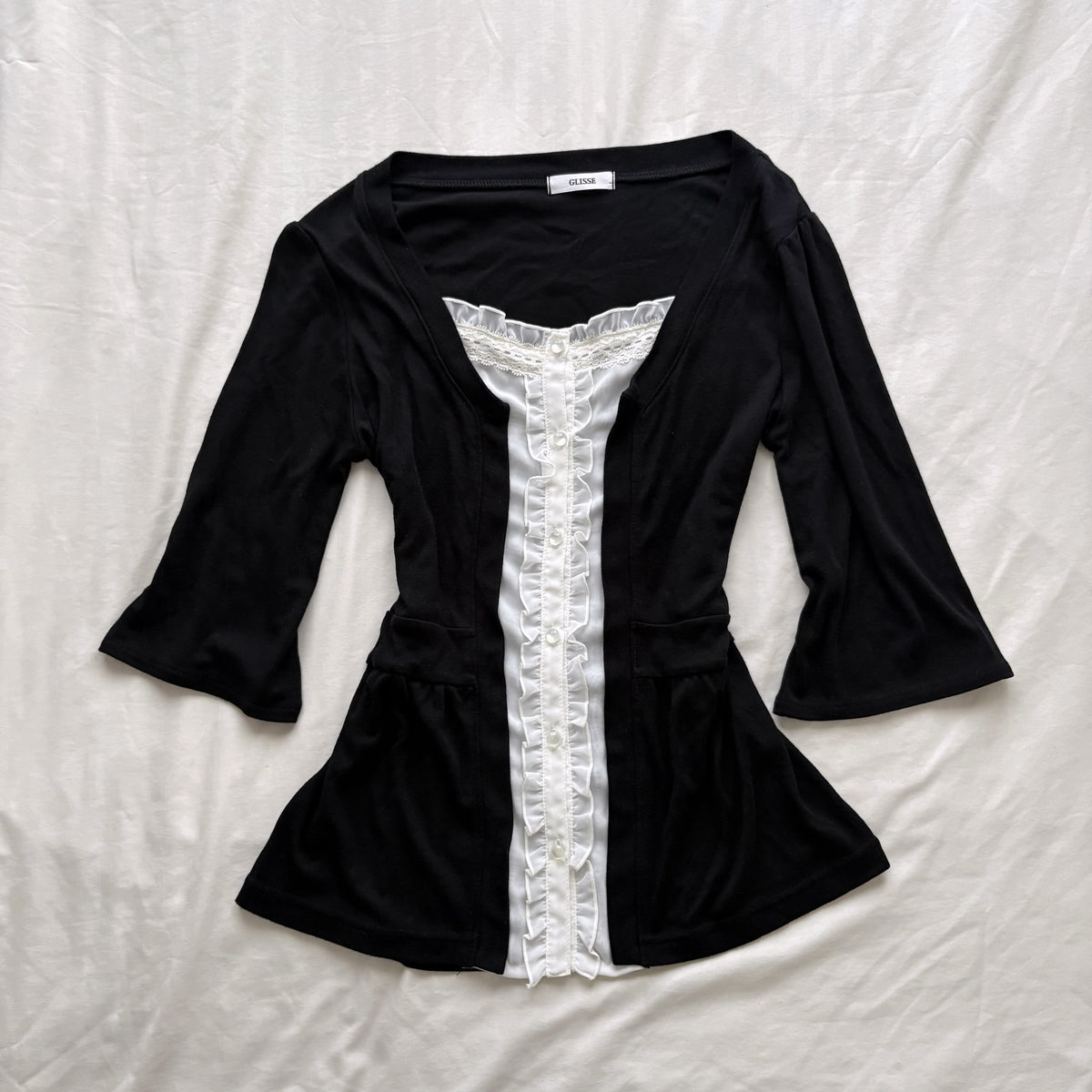Black Top with Lace & ruffles