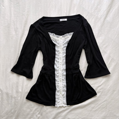 Black Top with Lace & ruffles
